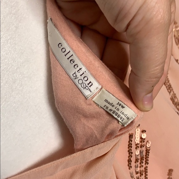 Pink Sequined One Shoulder Plus Cocktail Dress 14W - Picture 11 of 12